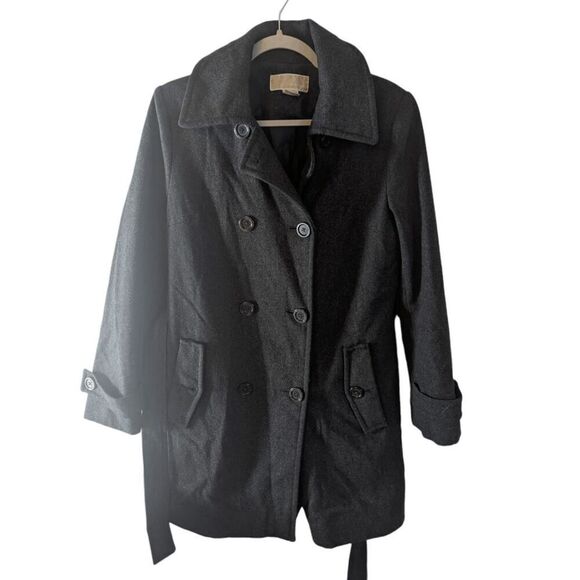 MICHAEL KORS Grey Wool Trenchcoat Size 6 - Picture 2 of 4